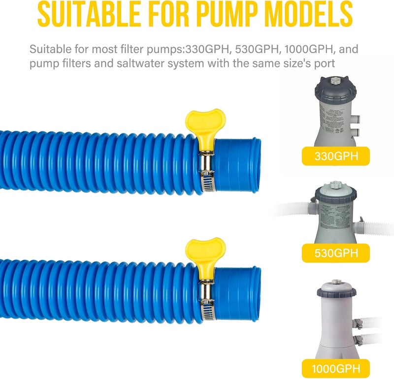 BEWAVE Pool Hose for Above Ground Pools, 3 PACK 1.25" Pool Filter Hoses Accessory Pool Pump Replacement 41 Inch Long with Clamps - Image 5